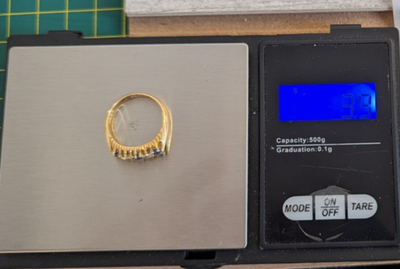 18ct Gold Sapphire Diamond Ring Size L 1/2 Hallmark 750 5 3.9g