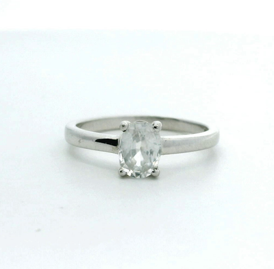 Silver Engagement Ring Cubic Zirconia Stone Size N 1/2 925 Stamped 2.4g