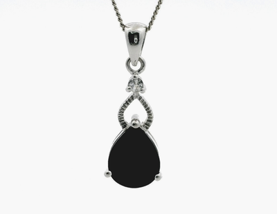 Silver Pendant Necklace Sapphire Diamond Stones 925 Stamped 46cm Long 4.9g