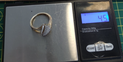 Sterling Silver Diamond Ring Gold Plated Size T 925 Stamped 4.5g