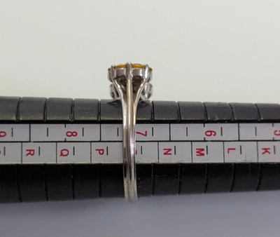 Silver Ring Yellow Sapphire 925 Stamped Size Size N 1/2 with Certificate