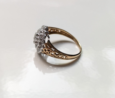 9ct Gold Ring Diamond 0.25ct Hallmarked Size O 2.5g