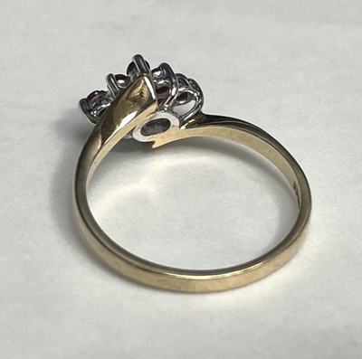 9ct Gold Ring Ruby and Diamond Cluster Hallmark Size N 2.1g