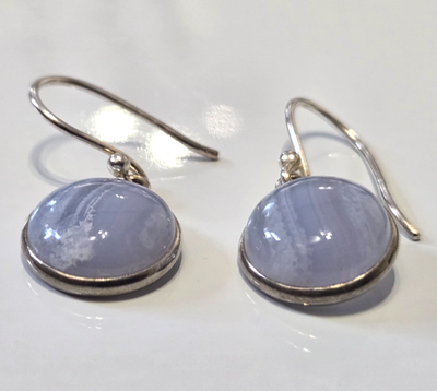 925 Sterling Silver Agate Drop Earrings Hallmarked Cert Wire Hook Boho Sept 2.4g