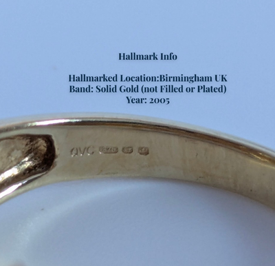 9ct Gold Ring Citrine Wide Band Hallmark Size S 1/2 4.6g