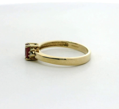 9ct Yellow Gold Ring Ruby Zircon Stones Size N 1/2 Hallmarked 2.5g Certification