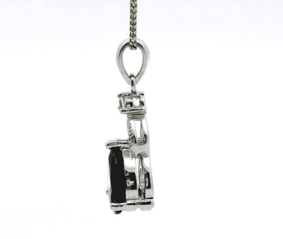 Silver Pendant Necklace Sapphire Diamond Stones 925 Stamped 46cm Long 4.9g