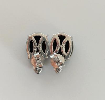 Silver Stud Earrings Opal Topaz Stones 925 Stamped Butterfly Backs Certification