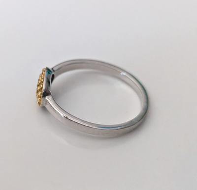 Silver Ring Diamond Yellow Round Cut 925 Stamped Size S 2.7g April Birthstone