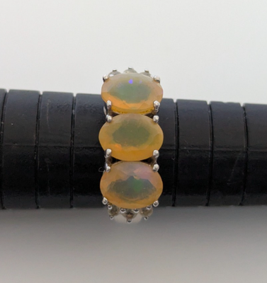 Silver Ring Opal Topaz 925 Stamped Size N 1/2 Certificate 3.4g