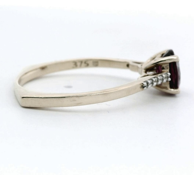 9ct Gold Ring Tourmaline Diamond Stones Size S Hallmark October Birthstone 2.4g
