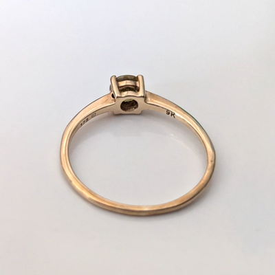 9ct Gold Sphene Ring Size P 1/2 Hallmarked 375 Round Solitaire 1.5g