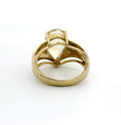 9ct Gold Solitaire Statement Ring Citrine Stone Size N 1/2 Hallmarked