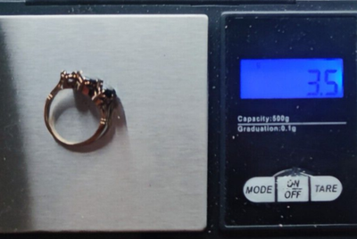 9ct Gold Ring Sheen Obsidian Solid Band Hallmark Size J