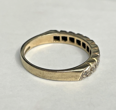 9ct Gold Ring Diamond Half Eternity 375 Hallmarked Size O 2.7g