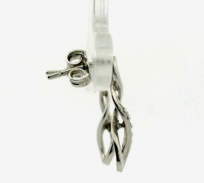 9ct White Gold Infinity Dangle Drop Diamond Gemstones Earrings 375 DIA Stamped