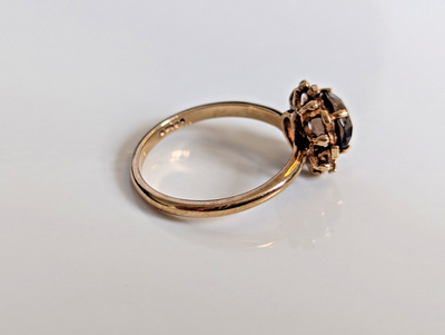 Vintage 9ct Gold Ring Quartz Solid Band Hallmark Size O 1/2