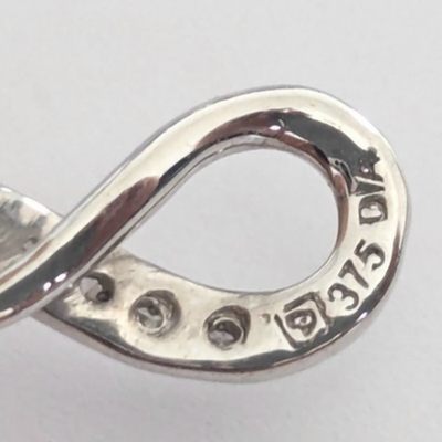 9ct White Gold Infinity Dangle Drop Diamond Gemstones Earrings 375 DIA Stamped