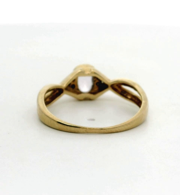 9ct Gold Ring Sapphire Diamond Stones Size N 1/2 375 Stamped 2g Crossover Band