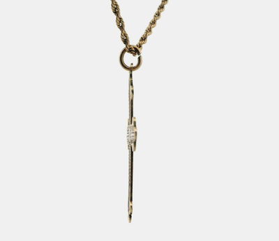 9ct Gold Cross Pendant Necklace 42cm Twisted Rope Chain Vintage Style Hallmarked