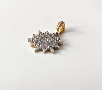 Vintage 9ct Gold Diamond Snowflake Starburst Cluster Pendant Gold Setting 1.6g