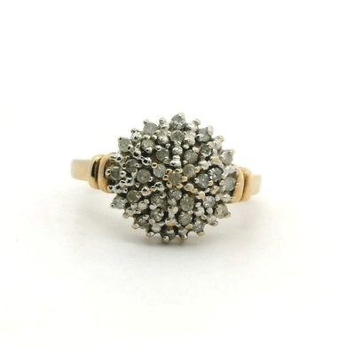 9ct Gold Ring Diamond Cluster Gemstones Size N Hallmarked 3.8g Cluster Setting