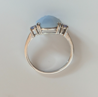 Opal Amethyst Ring 9ct White Gold Hallmarked Size S 2.5g October Birthstone