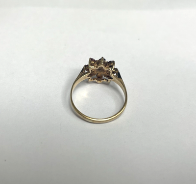 9ct Gold Ring Garnet Flower Cluster Hallmark Size J 1.8g