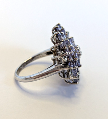 Silver Ring Tanzanite 925 Sterling Silver Stamped Size Q 1/2 6.2g