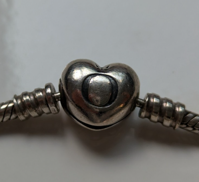 Pandora Moments Snake Chain Bracelet Heart Shaped Clasp 18.5cm Long