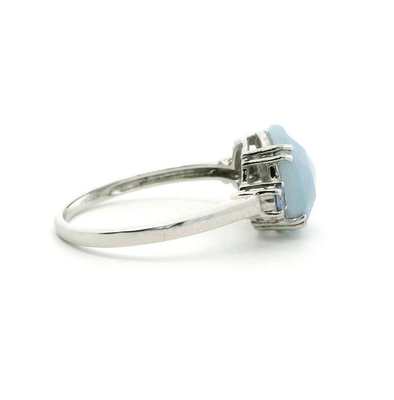 Opal Amethyst Ring 9ct White Gold Hallmarked Size S 2.5g October Birthstone