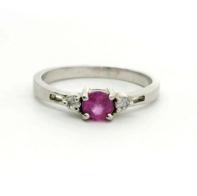 Silver Ruby Topaz Ring Hallmark July Birthstone Cluster 3.1g 925 Sterling