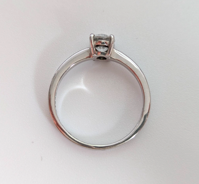 Silver Engagement Ring Cubic Zirconia Stone Size N 1/2 925 Stamped 2.4g