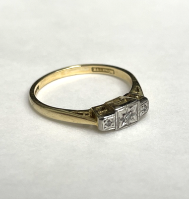 Antique 18ct Gold Platinum Ring Diamond Hallmarked Size K
