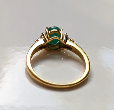 Gold On Silver Ring Emerald Cubic Zirconia 925 Stamped Size O 1/2 2.7g