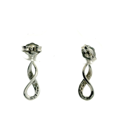 9ct White Gold Infinity Dangle Drop Diamond Gemstones Earrings 375 DIA Stamped