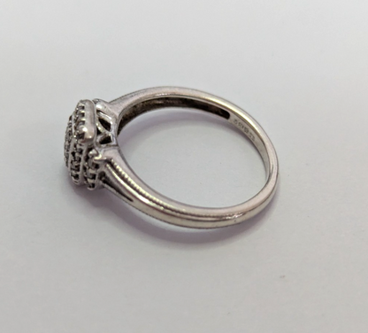 Silver Engagement Ring Diamond 925 Hallmarked Size K 1/2 2.1g