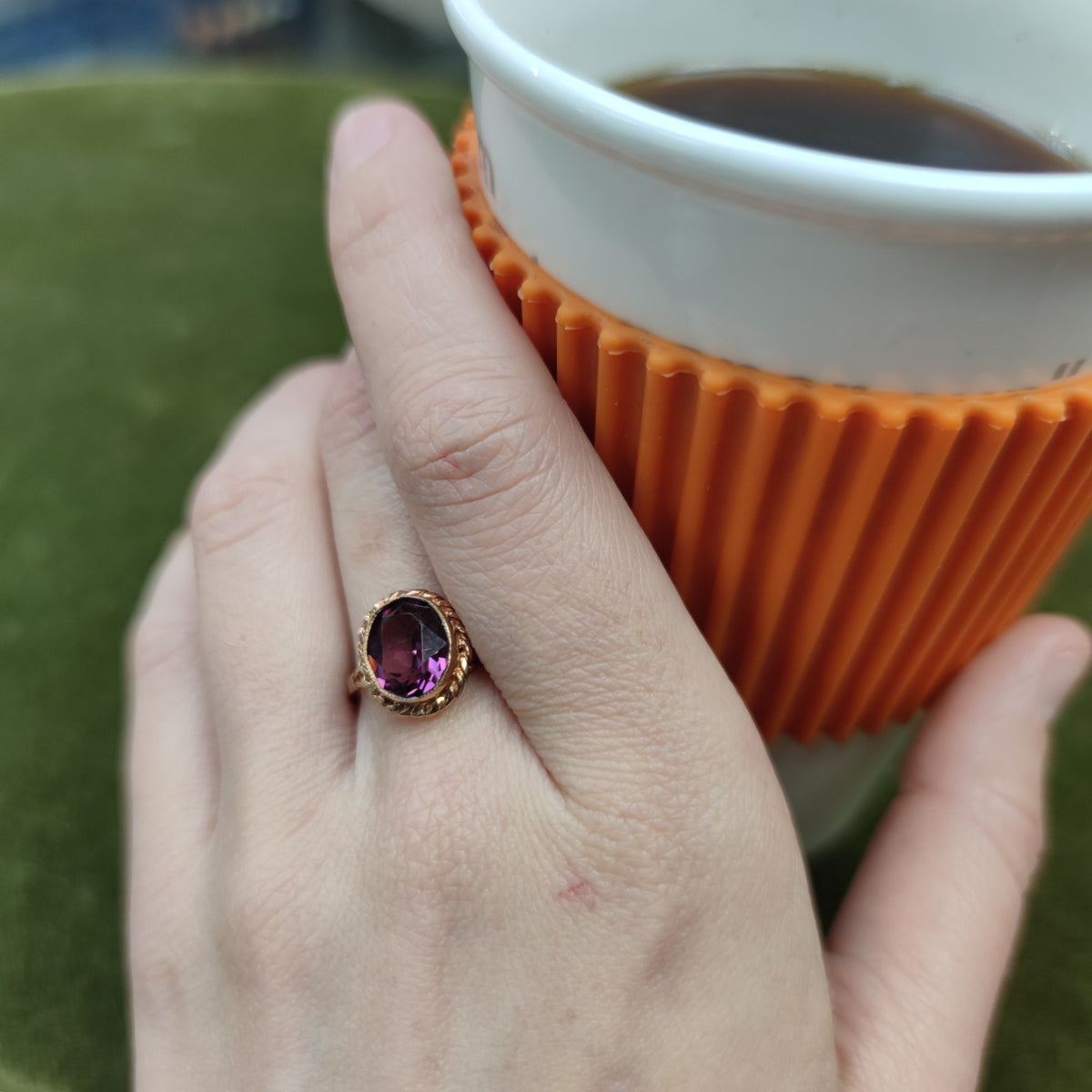 9ct Gold Ring Amethyst Purple Vintage Solitaire Hallmark Size R