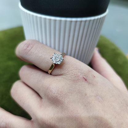 9ct Yellow Gold Engagement Ring 0.10ct Diamond Size P UK Hallmark 3.3g