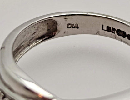 9ct White Gold Ring Diamond Hallmark Size J 1/2
