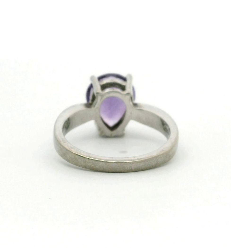 Silver Ring Amethyst 925 Stamped Size N Certificate 6g February Birthstone