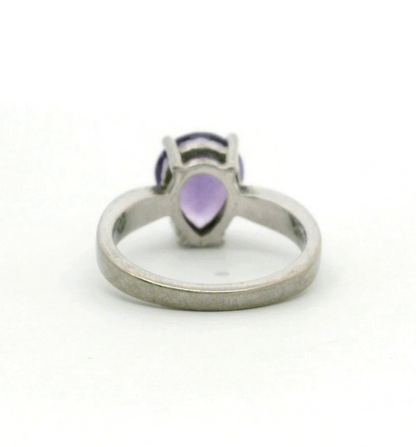 Silver Ring Amethyst 925 Stamped Size N Certificate 6g February Birthstone
