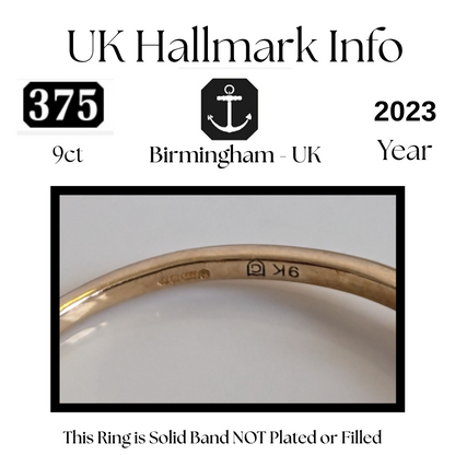 Spinel 9ct Gold Ring Thin Band Hallmark Size N 1/2 1.2g August Birthstone