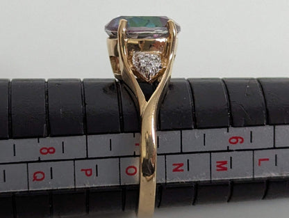 9ct Gold Cocktail Ring Topaz Diamond Size N 1/2 Hallmark 375 Solitaire Nov 3.6g