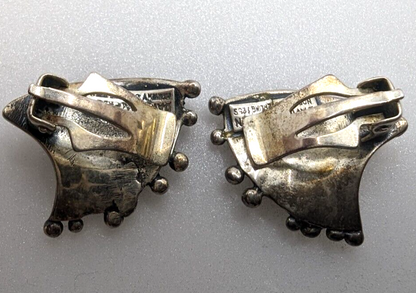 Vintage David Andersen Norway Sterling Silver 925S Fan Clip On Earrings 8.5g