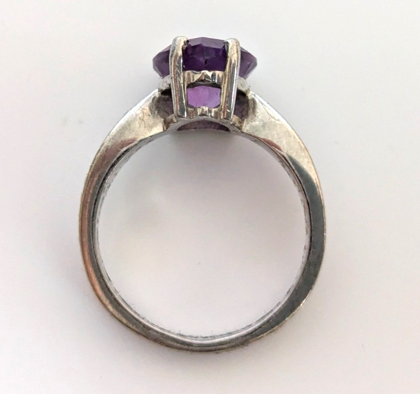 Silver Ring Amethyst 925 Stamped Size N Certificate 6g February Birthstone