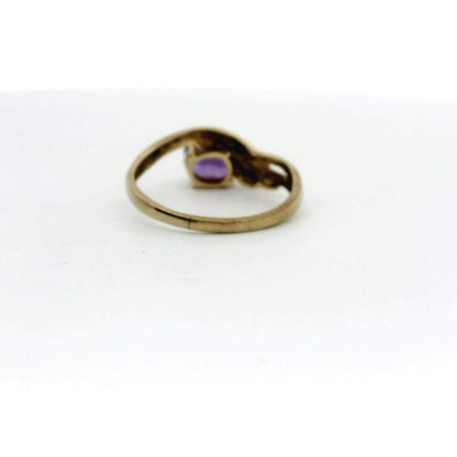 9ct Gold Ring Amethyst Size L Stone Prong Setting UK Hallmark 1.5g Oval Stone