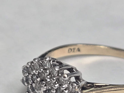 9ct Gold Diamond Ring 0.25ct Cluster Style Size M 1/2 Hallmarked