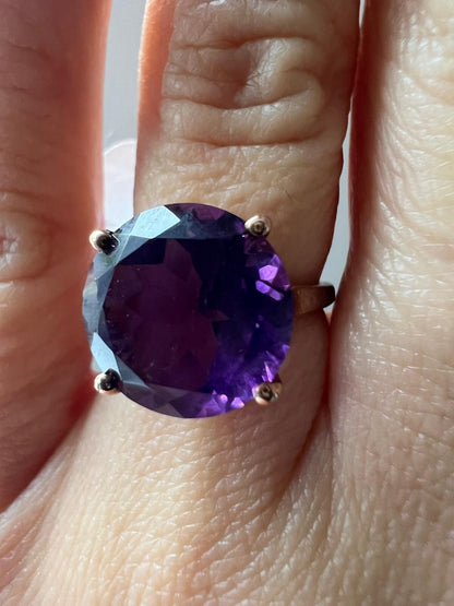 9ct Rose Gold Ring Purple Amethyst Single Hallmarked Size J 1/2