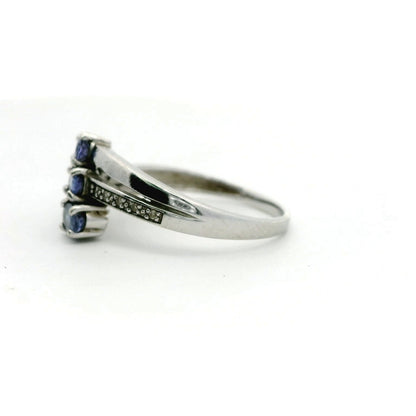 Tanzanite and Diamonds Ring 9ct White Gold UK Hallmark Size R 1/2 2.9g
